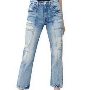 3x1 NYC Exton Junction High-Rise Kick Flare Crop Rip Jeans
